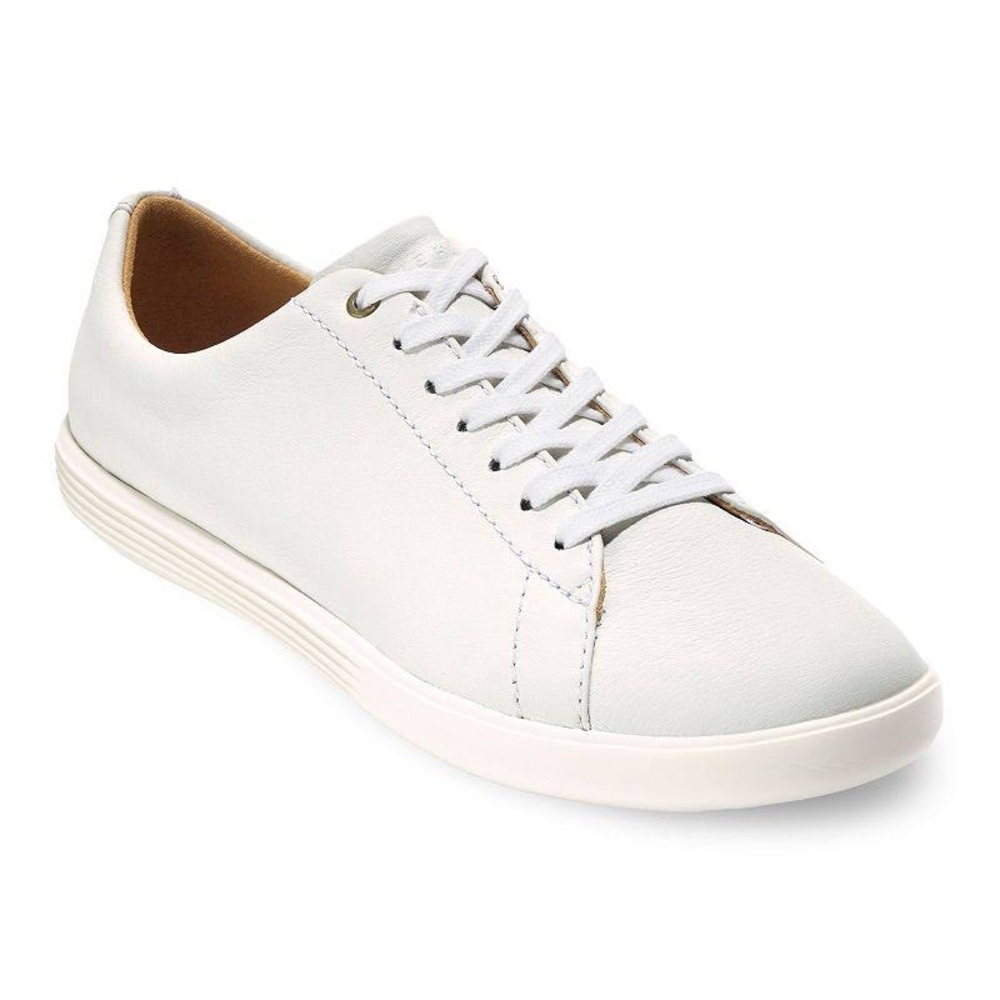 COLE HAAN WHITE CROSSCOURT LEATHER SNEAKER
